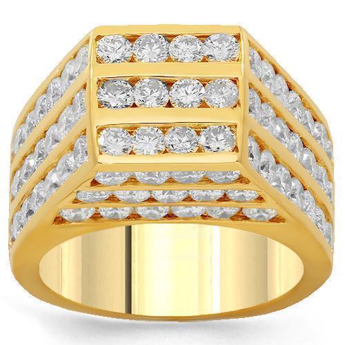 Size 8 Real 10k Yellow Gold Pave Diamond Men Man Anniversary Unisex Pinky Ring 