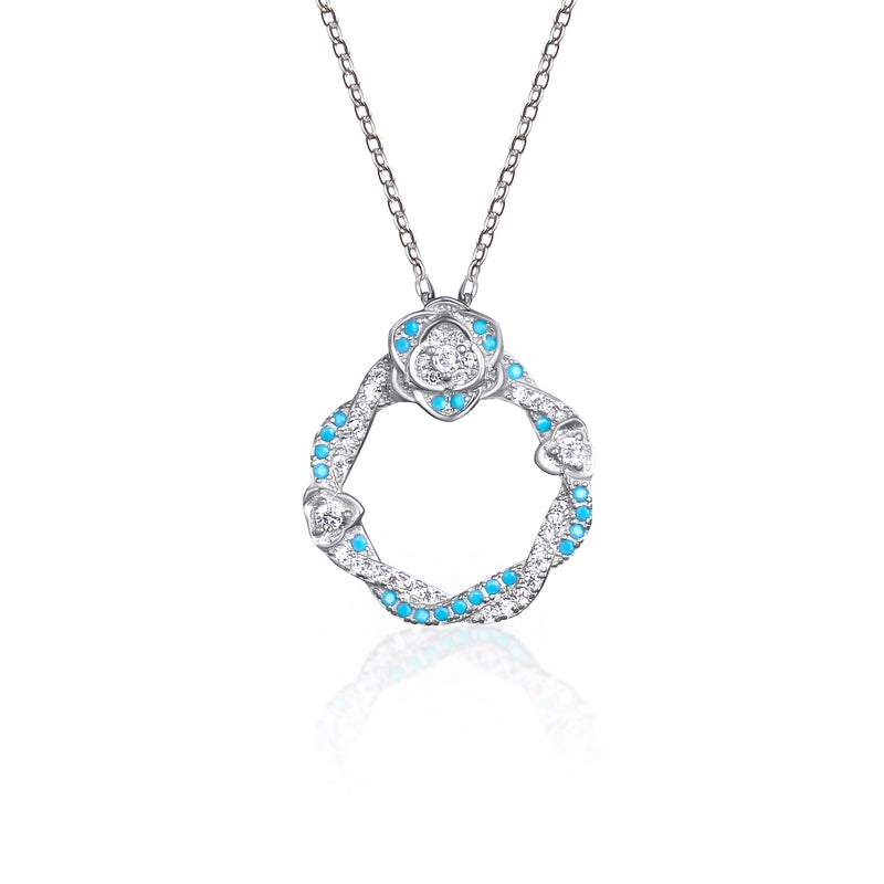 Braided Multistone Blue White Pendant Necklace - miqaya