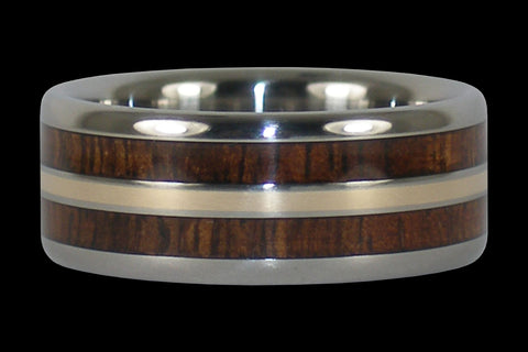 Koa Wood and Gold Titanium Ring