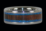 Blue Lab Opal and Dark Koa Titanium Ring