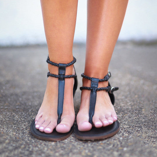 plain flat peep toe casual sandals 
