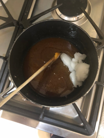 Adding the Coconut Oil to make Vegan Caramel