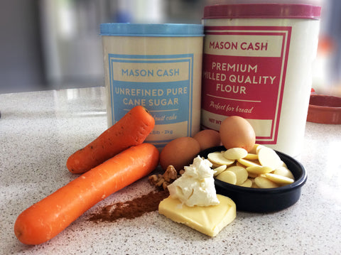 White Chocolate Blondie and Carrot Cake Ingredients