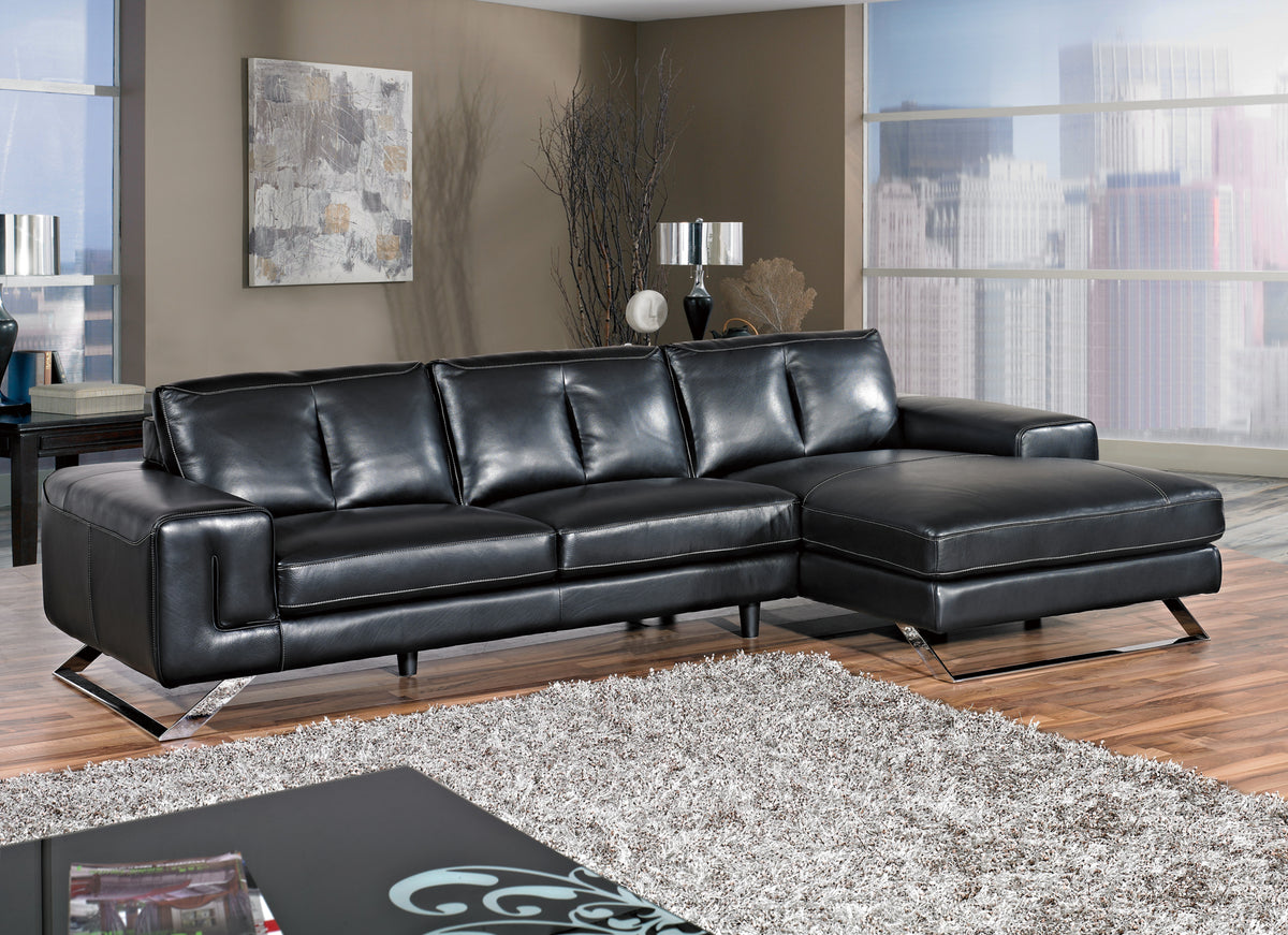 cortesi home leather sectional sofa with left chaise lounge