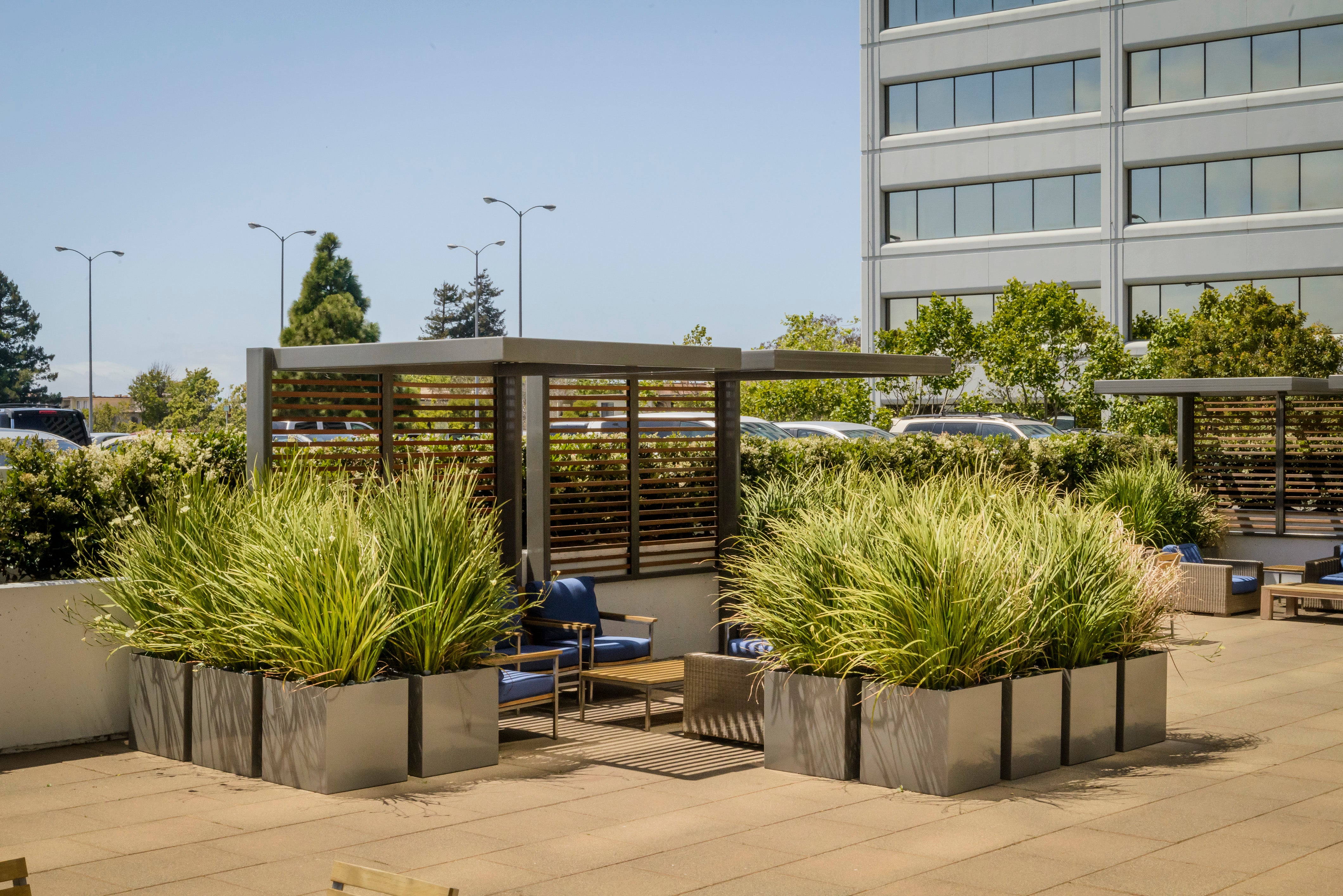 Modern Elite Aluminum Cube Planter at The Towers in CA