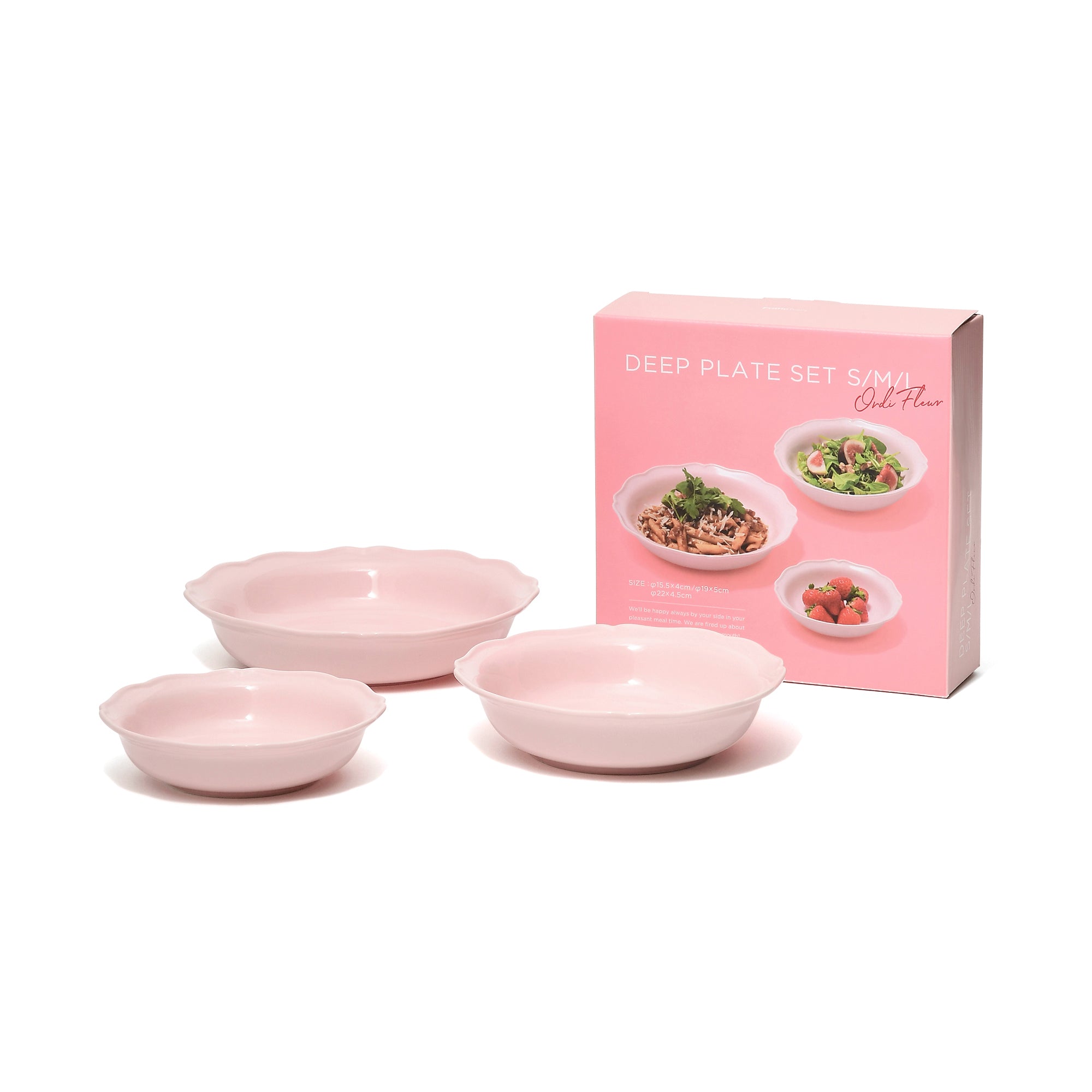 프랑프랑 일본 주방 올디 플룰 그릇 S M 딥 접시 핑크 3개세트