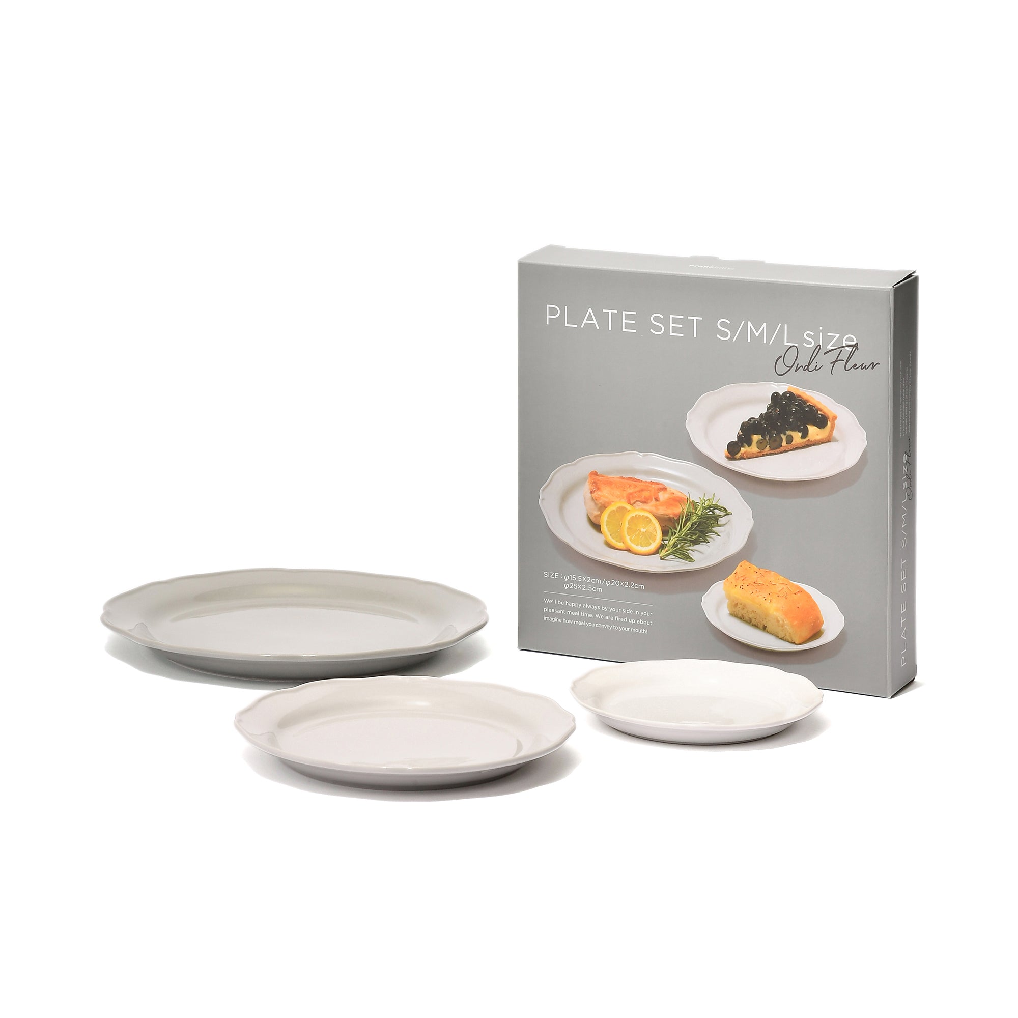 프랑프랑 일본 오루디후루루 플레이트 접시 세트 멀티 그레이 3개세트