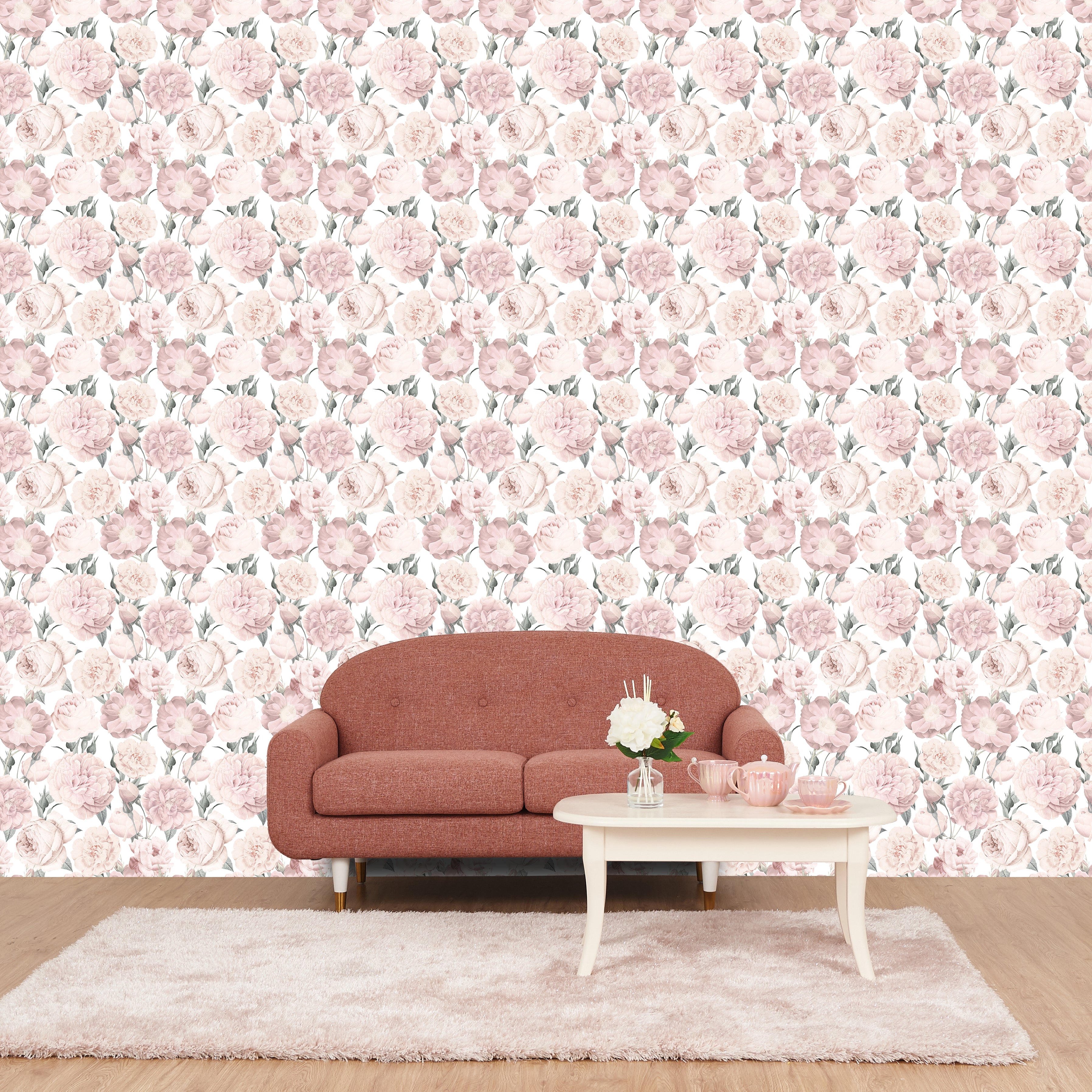 프랑프랑 일본 인테리어 리무버블 벽지 피오니 핑크  
