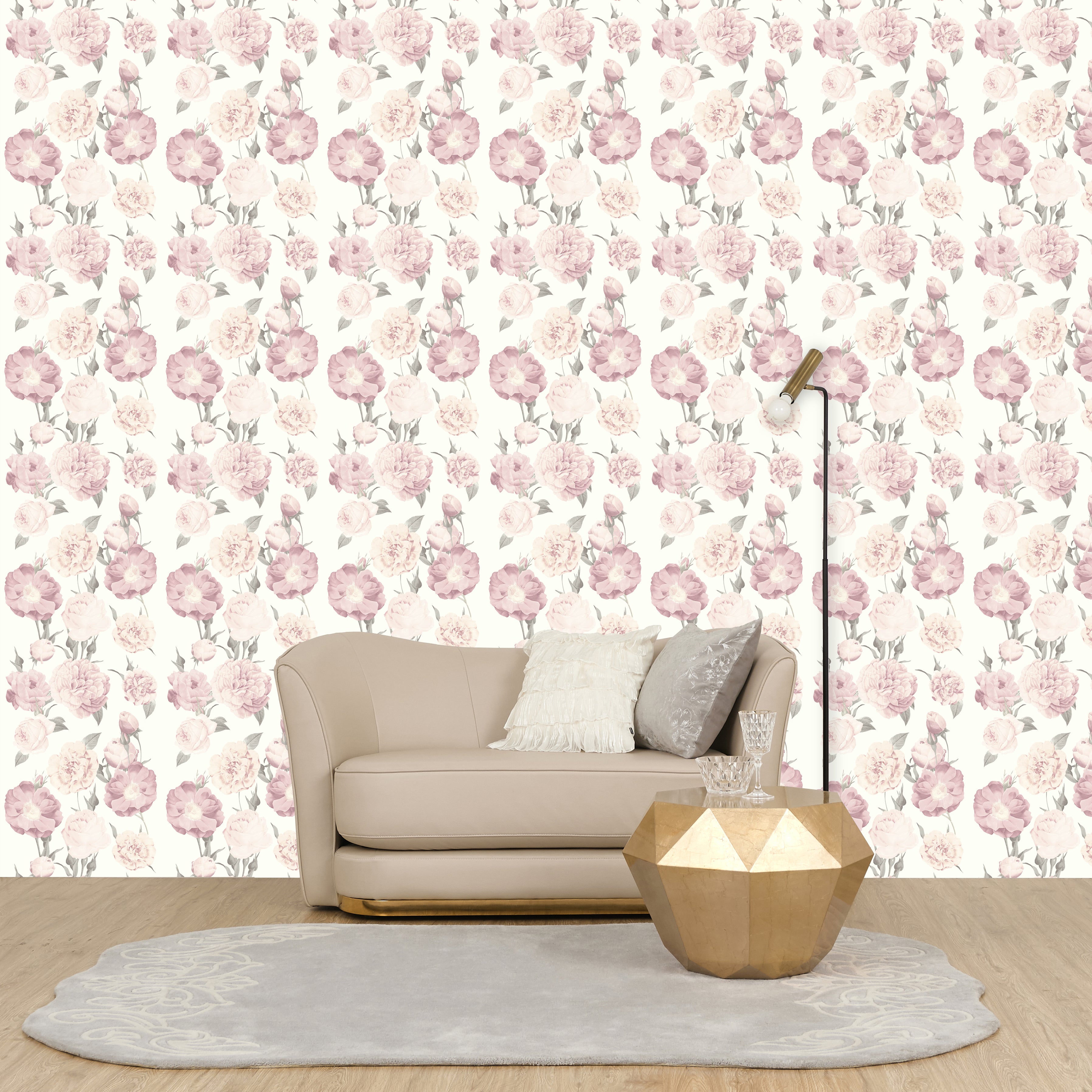 프랑프랑 일본 방수 리무버블 벽지 피오니 핑크