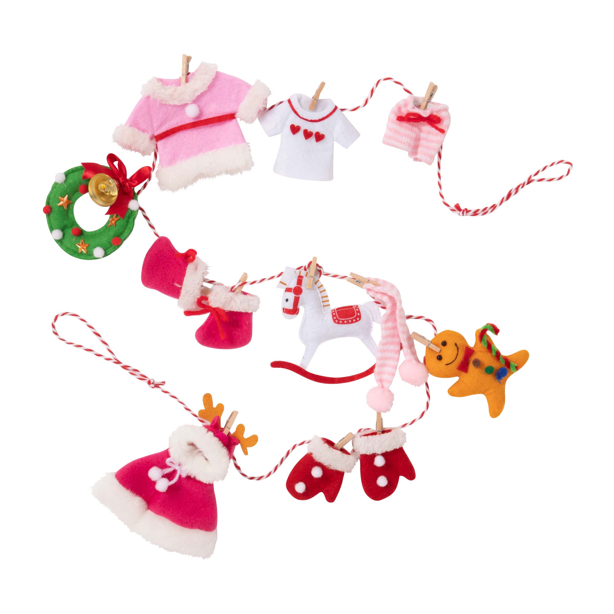 프랑프랑 일본 인테리어 크리스마스 장식 패브릭 가랜드 핑크