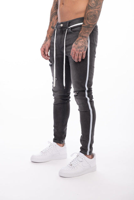 side stripe skinny pants