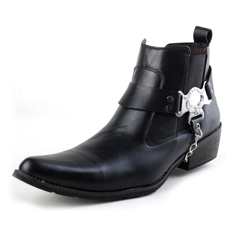 British Punk Leather Men Ankle Boots 