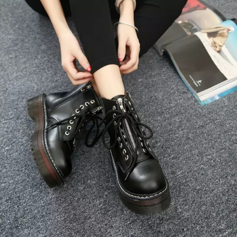 flat platform ankle boots