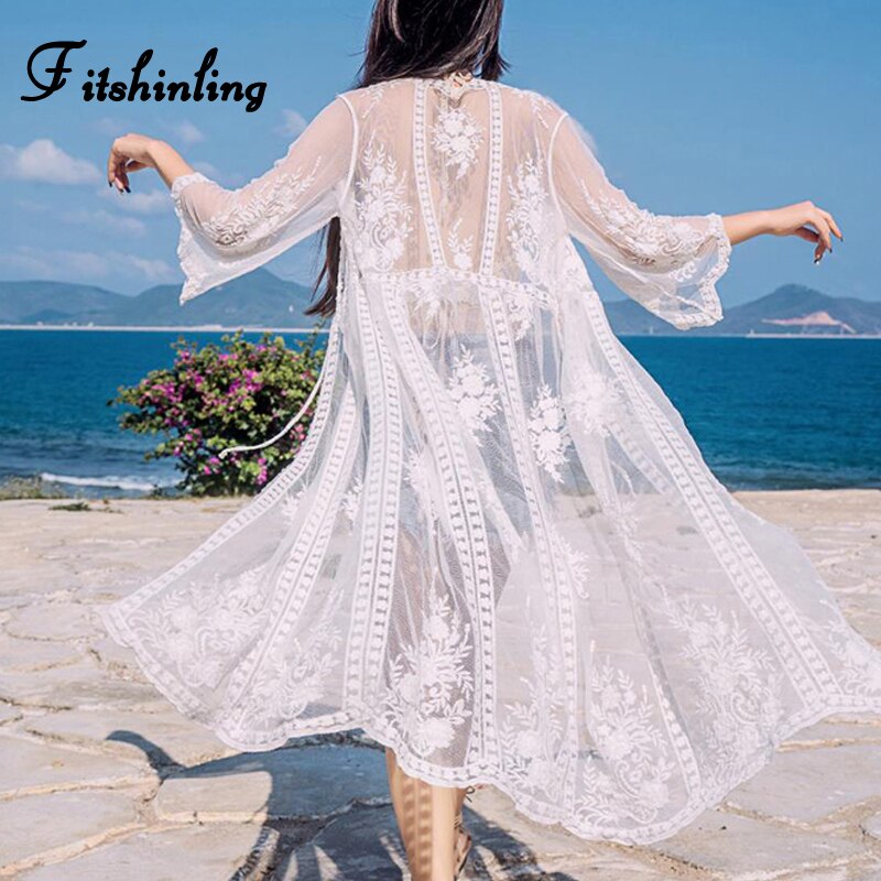 long white lace cover up