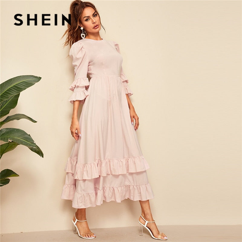 shein pink maxi dress