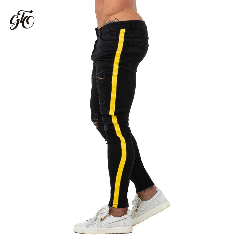 jeans with yellow stripe down side