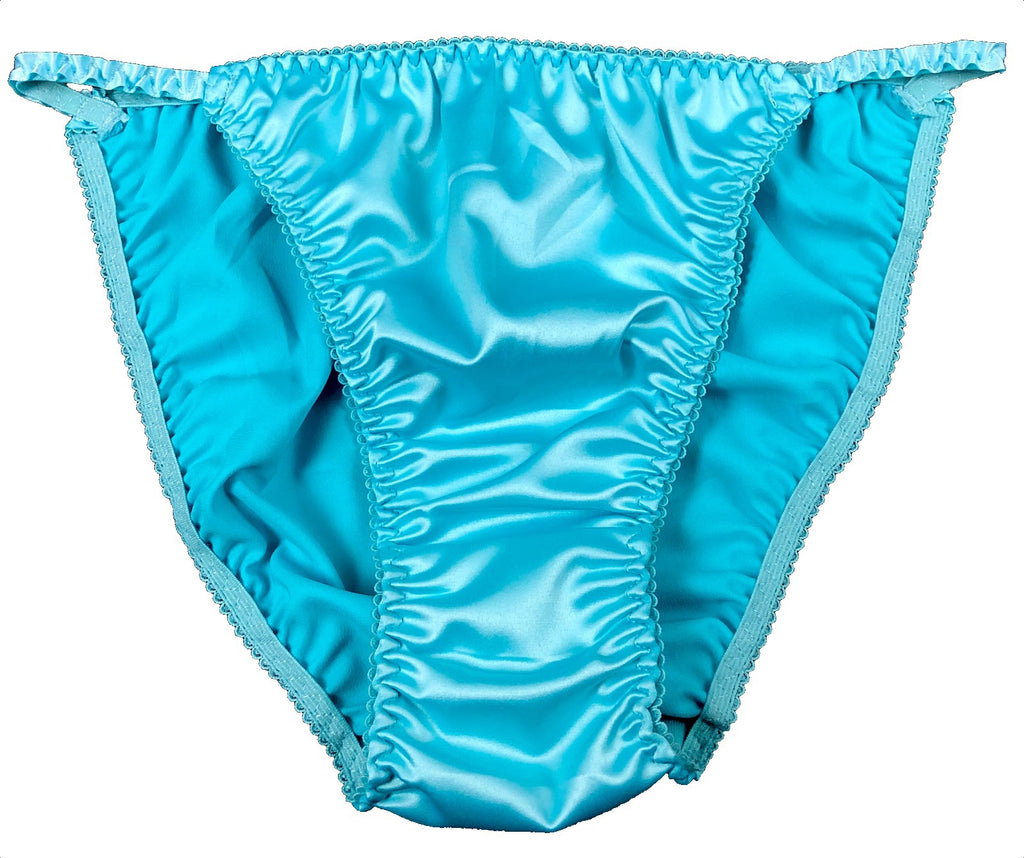 Light Blue Satin String Bikini Panty Lexington Intimates