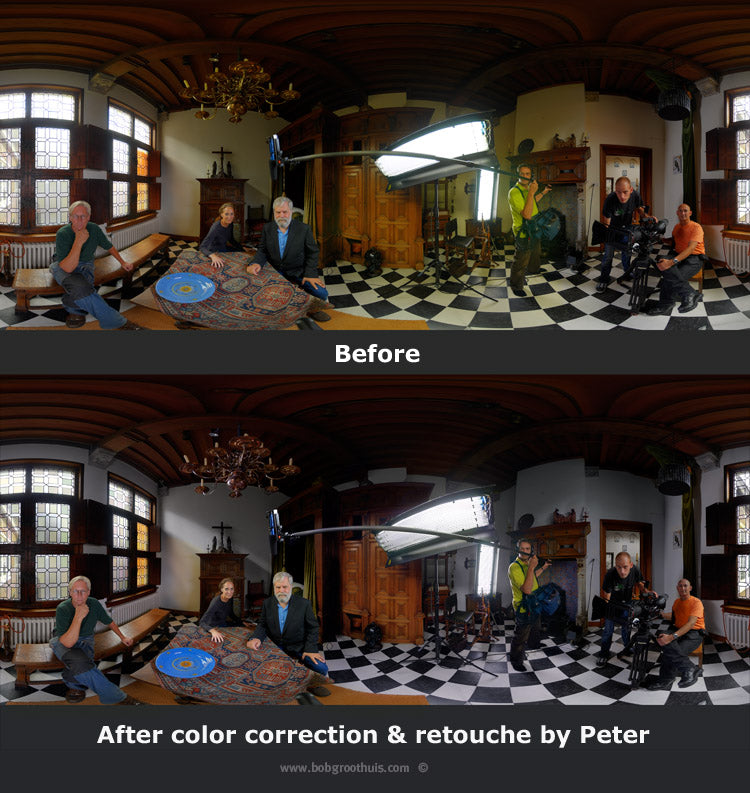 Before/After color correction - HDRI panorama portret recording from Tim's Vermeer film crew - Part 3 - the (close) Encounters Project