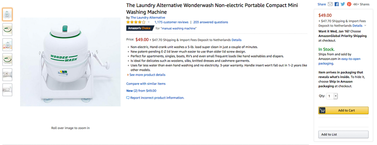 Amazon Wonderwash non-electric portable compact mini washing machine 