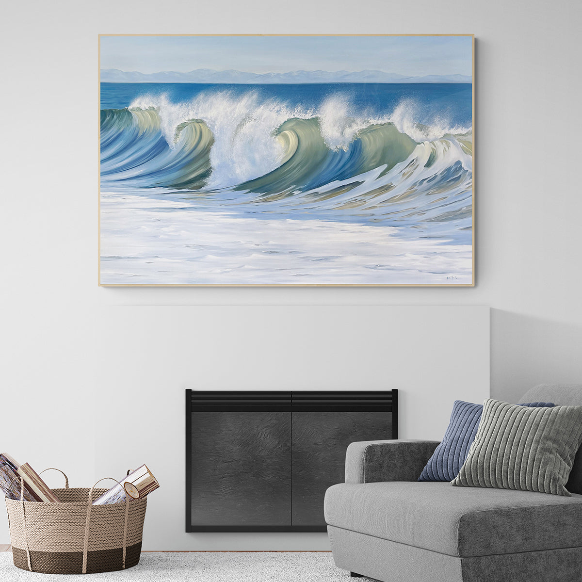 Onderling verbinden scheerapparaat is meer dan Large Horizontal Fine Art Oil Painting Gallery Ocean Waves Coast | 60x24 –  Julie Kluh Art