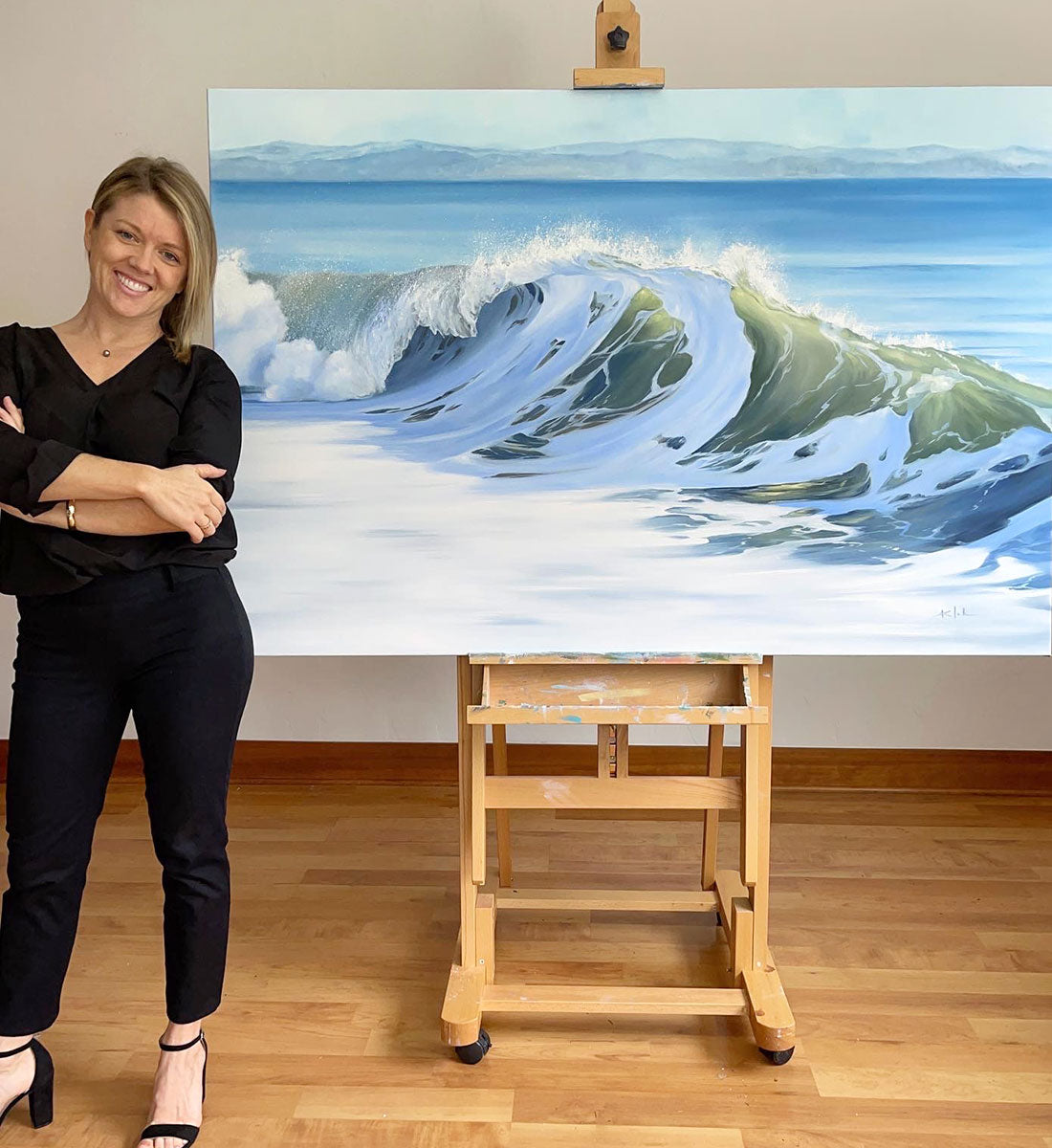 Lang Wennen aan China Large Fine Art Oil Painting Gallery Ocean Waves Coast | 60x40 – Julie Kluh  Art