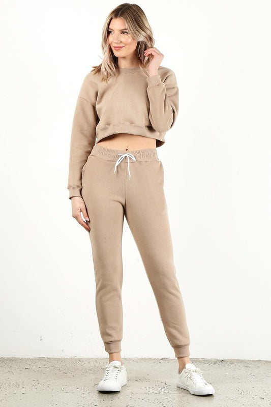 Crop Crew Neck + Pants - Fleece