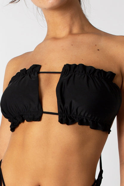 Ruched Black Bikini Top