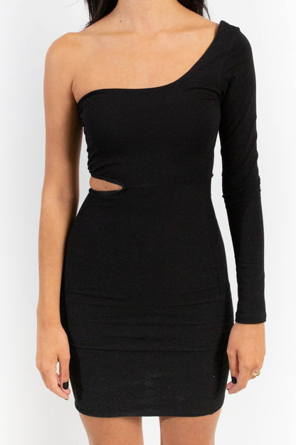 Cut out Long Sleeve Dress - Cotton Lycra