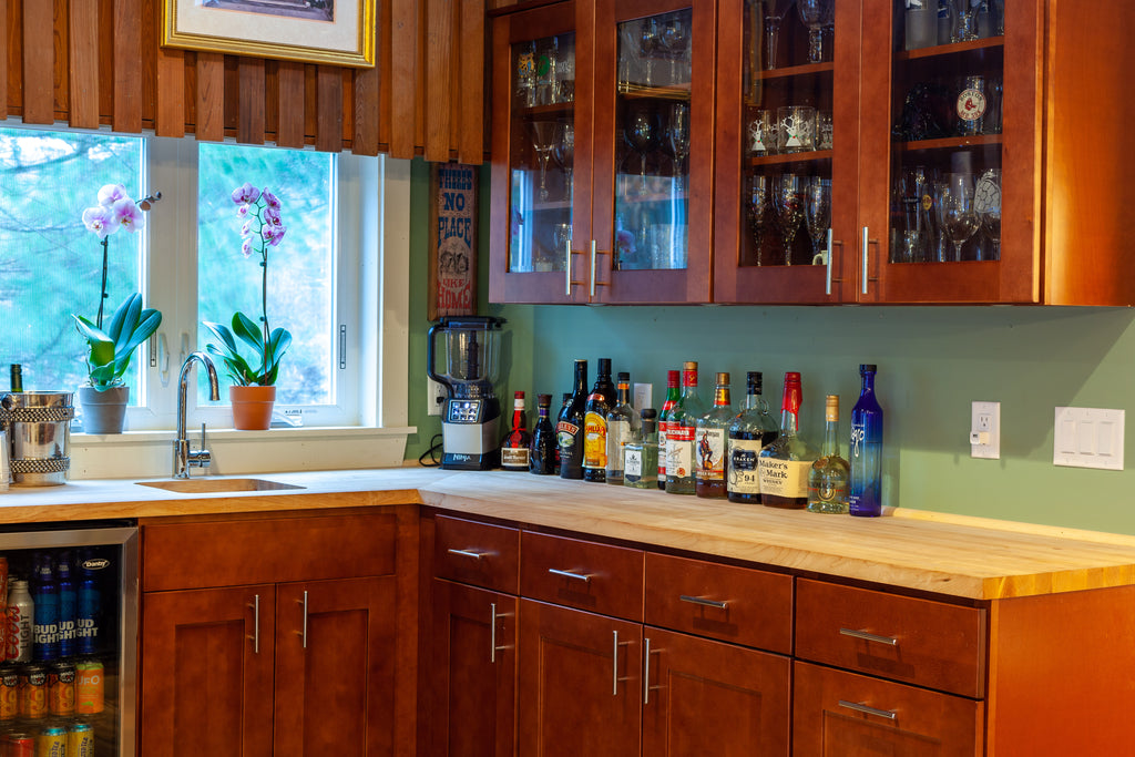 bar area with cubitac cabinetry wood