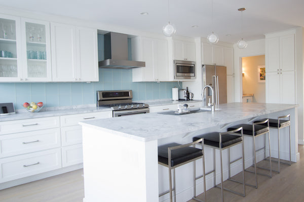 bar stools backsplash tiles modern kitchen