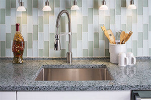 recycled glass and cement countertops