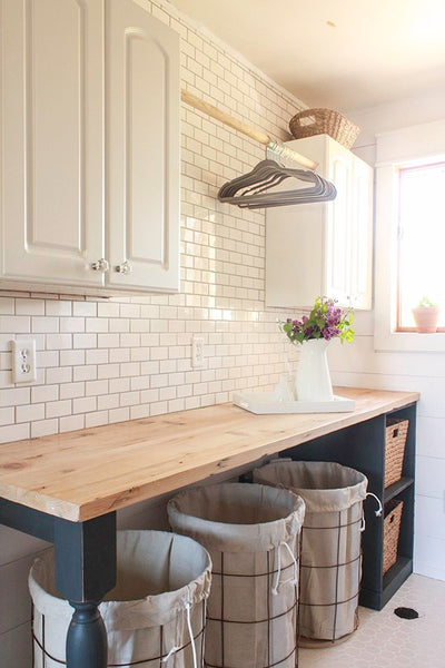 wood counter laundry room