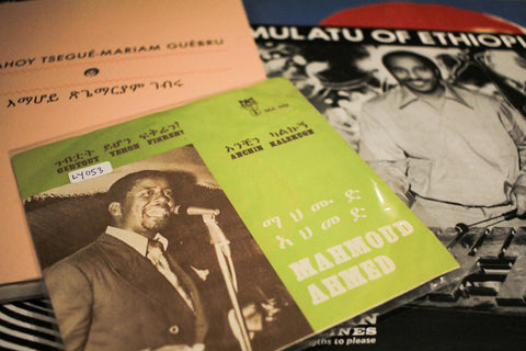 Mahmoud Ahmed - Gebtout Yehon Fikren? 45 Single (Mahmoud Records), Emahoy Tsegué-Mariam Guèbru biography, Mulatu of Ethiopia LP (Strut)
