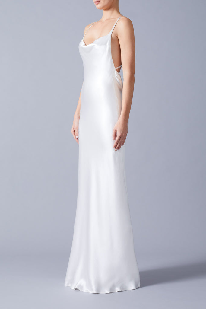 long silk dress white