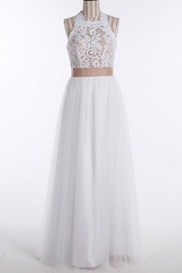 simple white floor length dress