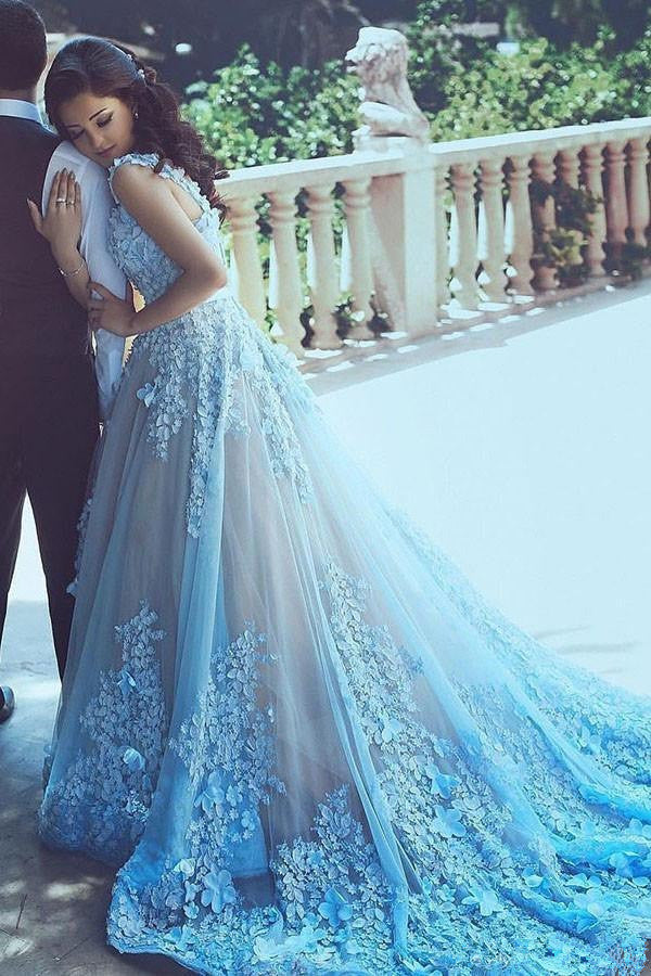 blue colour wedding frocks