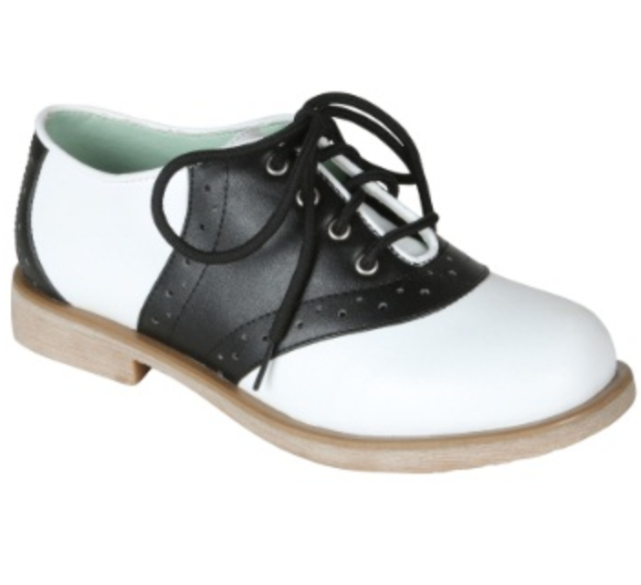 black and white saddle oxfords