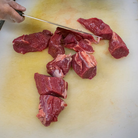 cut beef into chunks