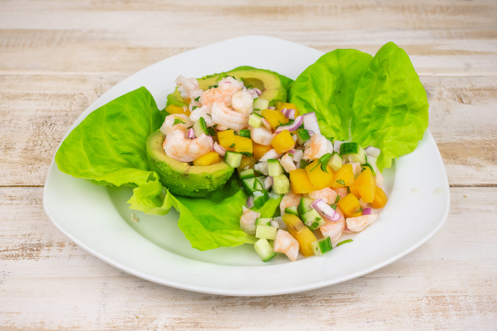 paleo shrimp mango ceviche with avocado