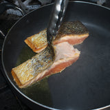 gently remove the salmon skin from the top facing side