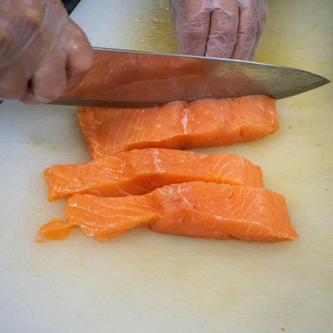 slice salmon filets