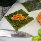 Lay out ingredients for Seasnax Salmon Hand Rolls