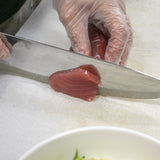 Slice the tuna into paper thin slices