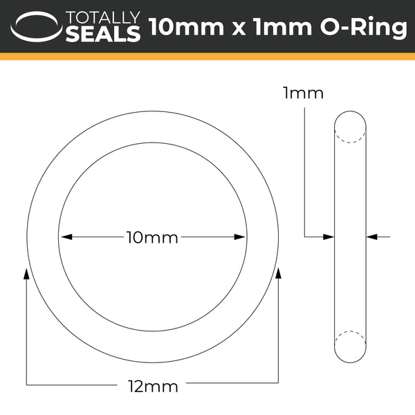 Rubber Metric O-Rings 70A Shore Hardness Pack of 10 12mm OD Black Nitrile Totally Seals/® 10mm x 1mm NBR