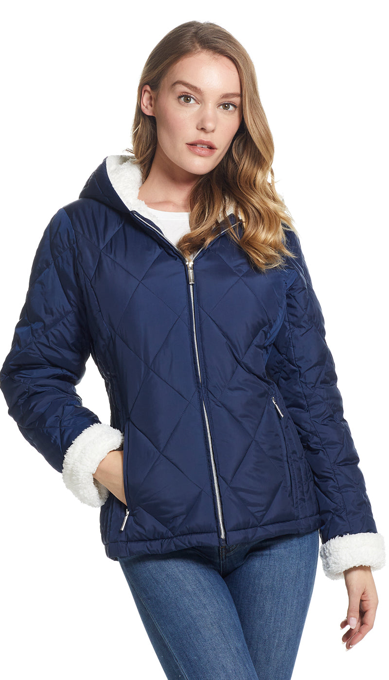 Tæt Forræderi femte QUILTED PUFFER COAT WITH COZY SHERPA LINING