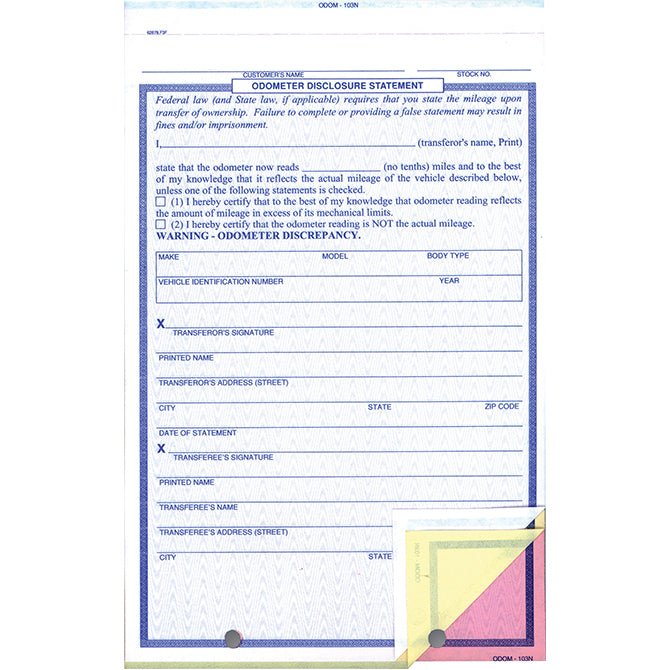 generic odometer disclosure statement