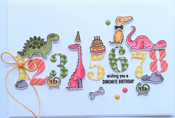 Handmade card with Uniquely Creative Dinosaur Stamp Set 