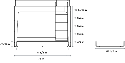 Perch Vertical Ladder for Twin Bunk Bed Dimensions