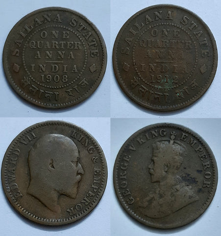 Sailana, One Quarter Anna, Coins, copper, rare