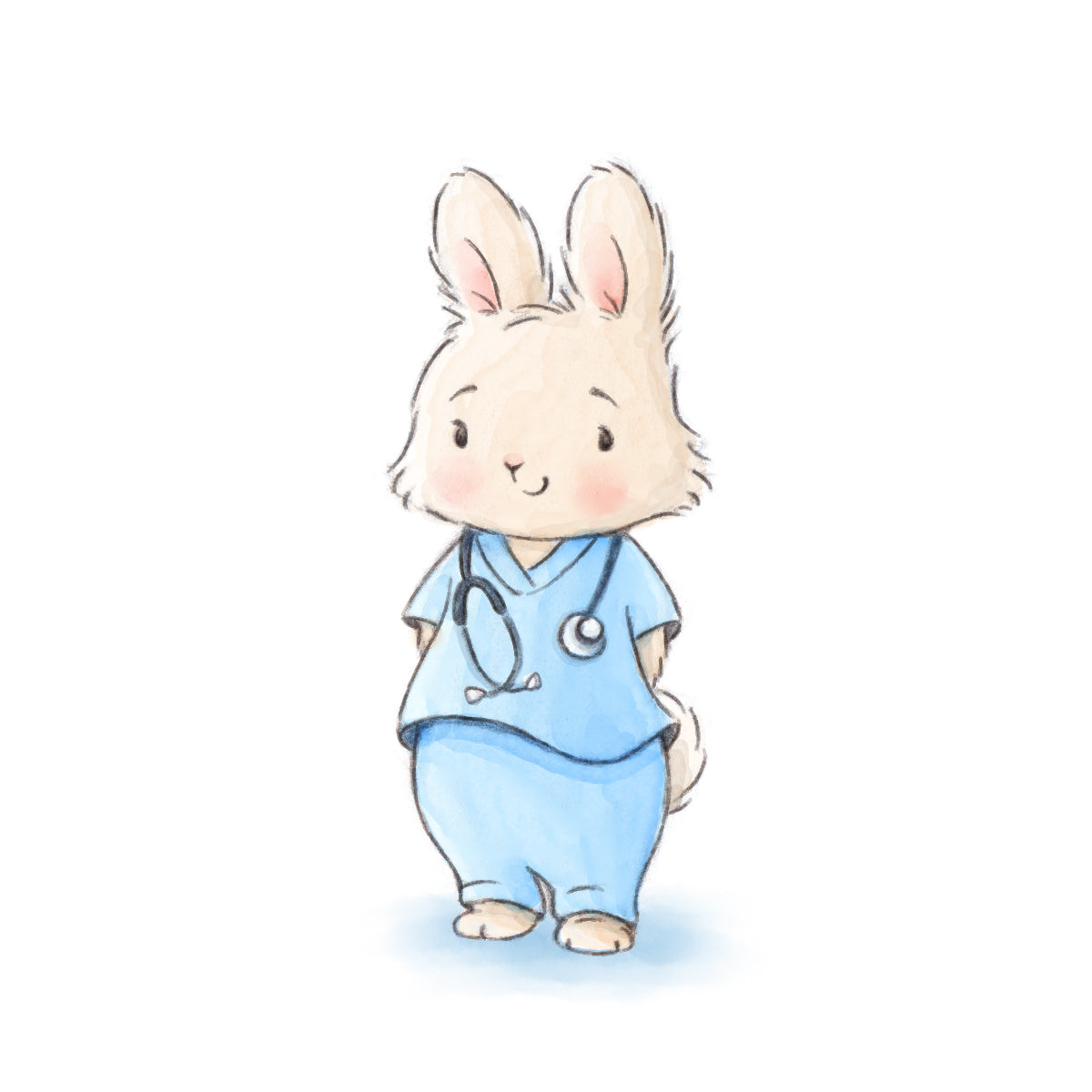 Cute bunny doctor illustration